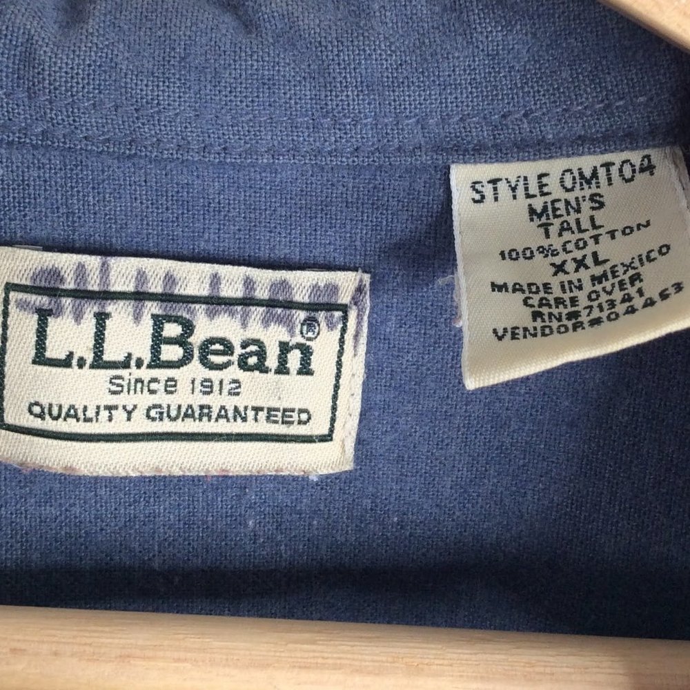 LL Bean Shirt Mens Size XXL Tall Blue Long Sleeve Button Down Heavy Duty - Picture 5 of 5
